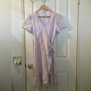 GAP Linen lilac wrap dress with stripes